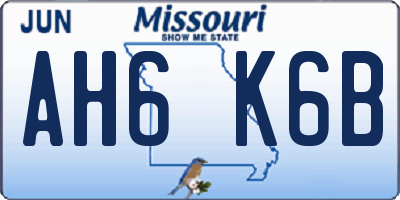 MO license plate AH6K6B