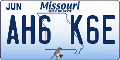 MO license plate AH6K6E