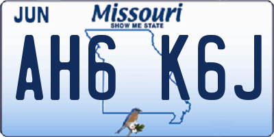 MO license plate AH6K6J