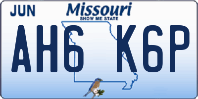 MO license plate AH6K6P