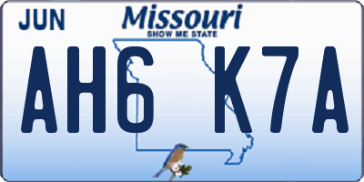 MO license plate AH6K7A