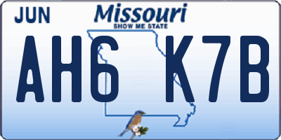 MO license plate AH6K7B