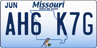 MO license plate AH6K7G