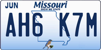 MO license plate AH6K7M