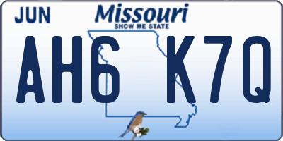 MO license plate AH6K7Q