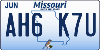 MO license plate AH6K7U