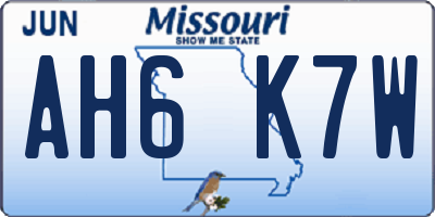 MO license plate AH6K7W