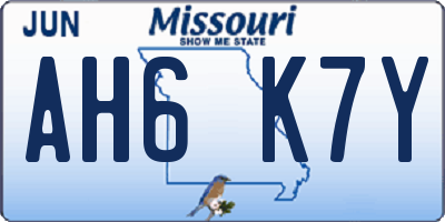 MO license plate AH6K7Y