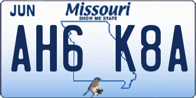 MO license plate AH6K8A