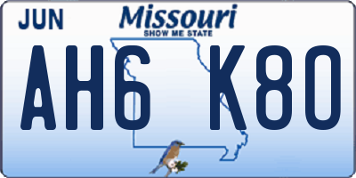 MO license plate AH6K8O
