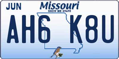 MO license plate AH6K8U