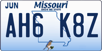 MO license plate AH6K8Z