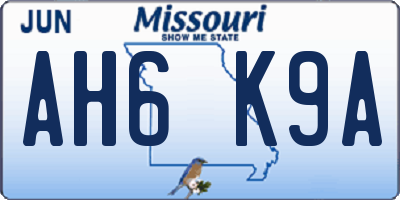 MO license plate AH6K9A