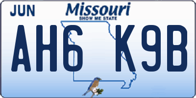 MO license plate AH6K9B