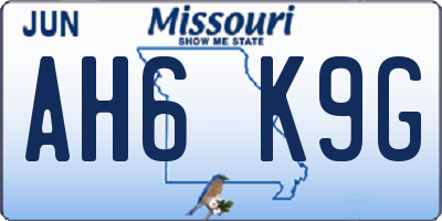 MO license plate AH6K9G