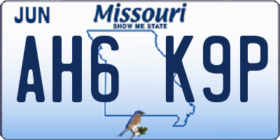 MO license plate AH6K9P