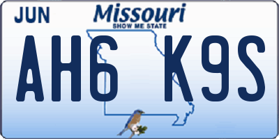 MO license plate AH6K9S