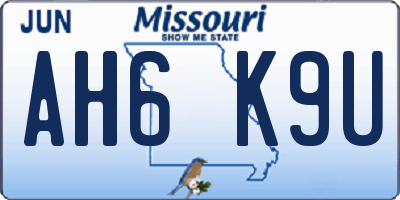 MO license plate AH6K9U
