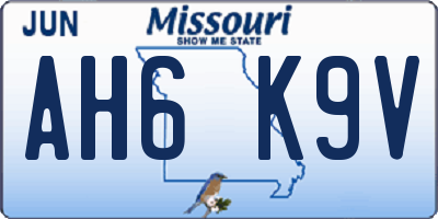 MO license plate AH6K9V