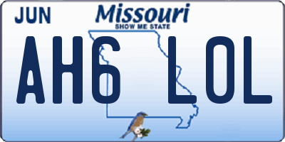 MO license plate AH6L0L