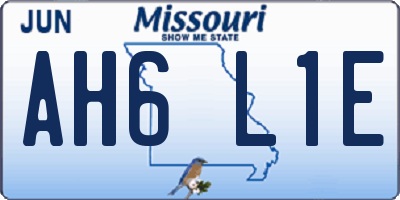MO license plate AH6L1E
