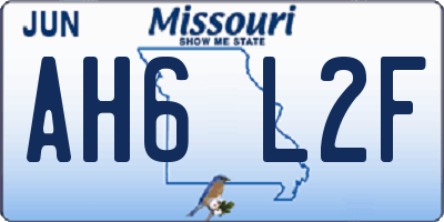 MO license plate AH6L2F