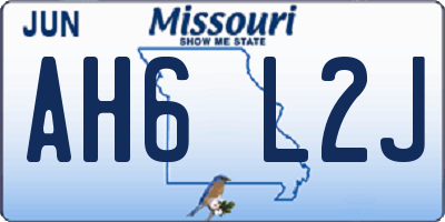 MO license plate AH6L2J