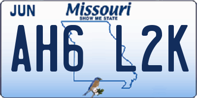 MO license plate AH6L2K
