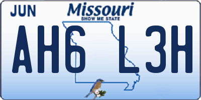 MO license plate AH6L3H