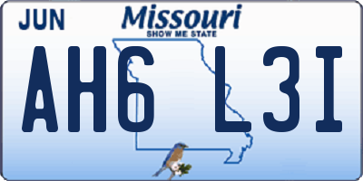 MO license plate AH6L3I