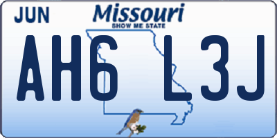 MO license plate AH6L3J