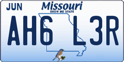 MO license plate AH6L3R