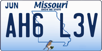 MO license plate AH6L3V