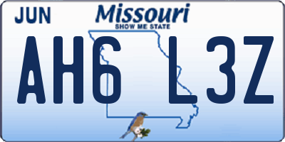 MO license plate AH6L3Z