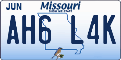 MO license plate AH6L4K