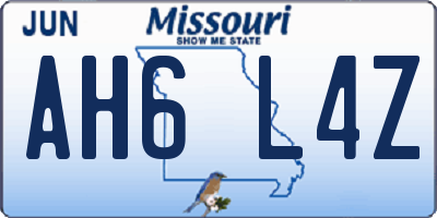 MO license plate AH6L4Z