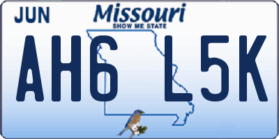 MO license plate AH6L5K