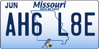 MO license plate AH6L8E