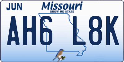 MO license plate AH6L8K