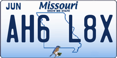 MO license plate AH6L8X