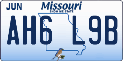 MO license plate AH6L9B