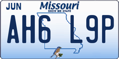 MO license plate AH6L9P