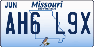 MO license plate AH6L9X