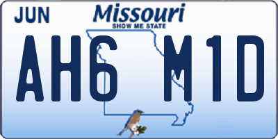 MO license plate AH6M1D