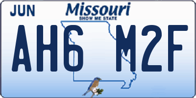 MO license plate AH6M2F