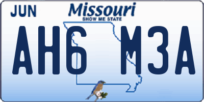 MO license plate AH6M3A