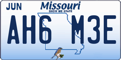 MO license plate AH6M3E