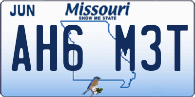 MO license plate AH6M3T