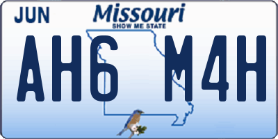 MO license plate AH6M4H