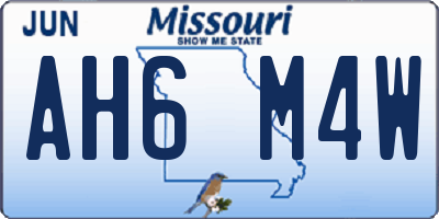 MO license plate AH6M4W